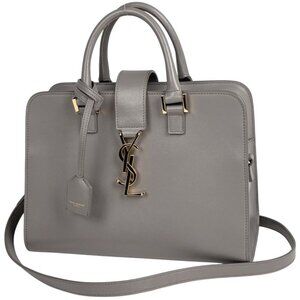 Saint Laurent Baby Cabas 2-Way Shoulder Bag Leather Gray